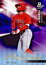 2018 Bowman Platinum Jo Adell Rookie Platinum Presence Purple #095/250 - Angels 