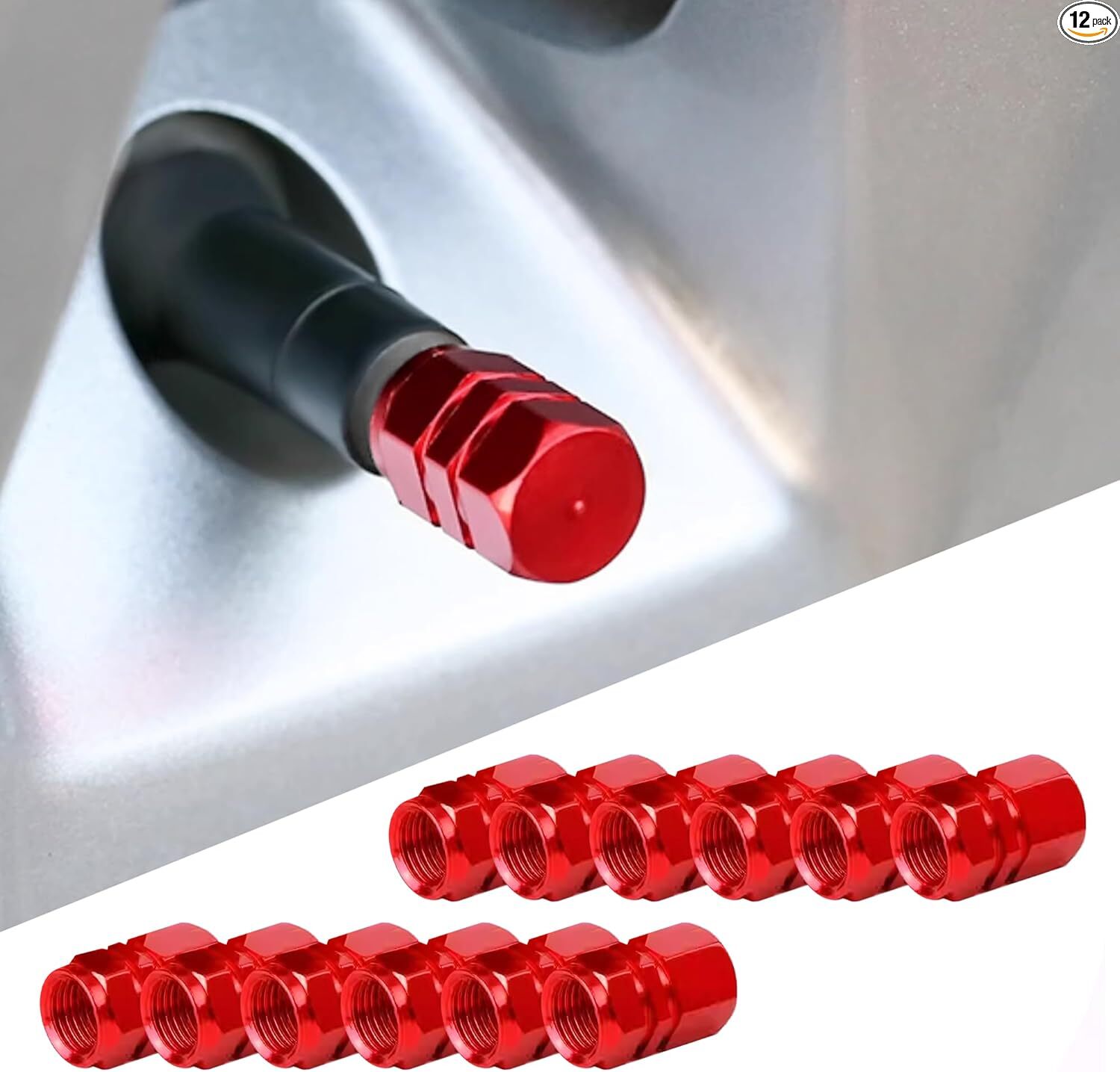 12 Pcs Aluminum Tire Valve Stem Caps - Waterproof Dustproof Wheel Valve Covers