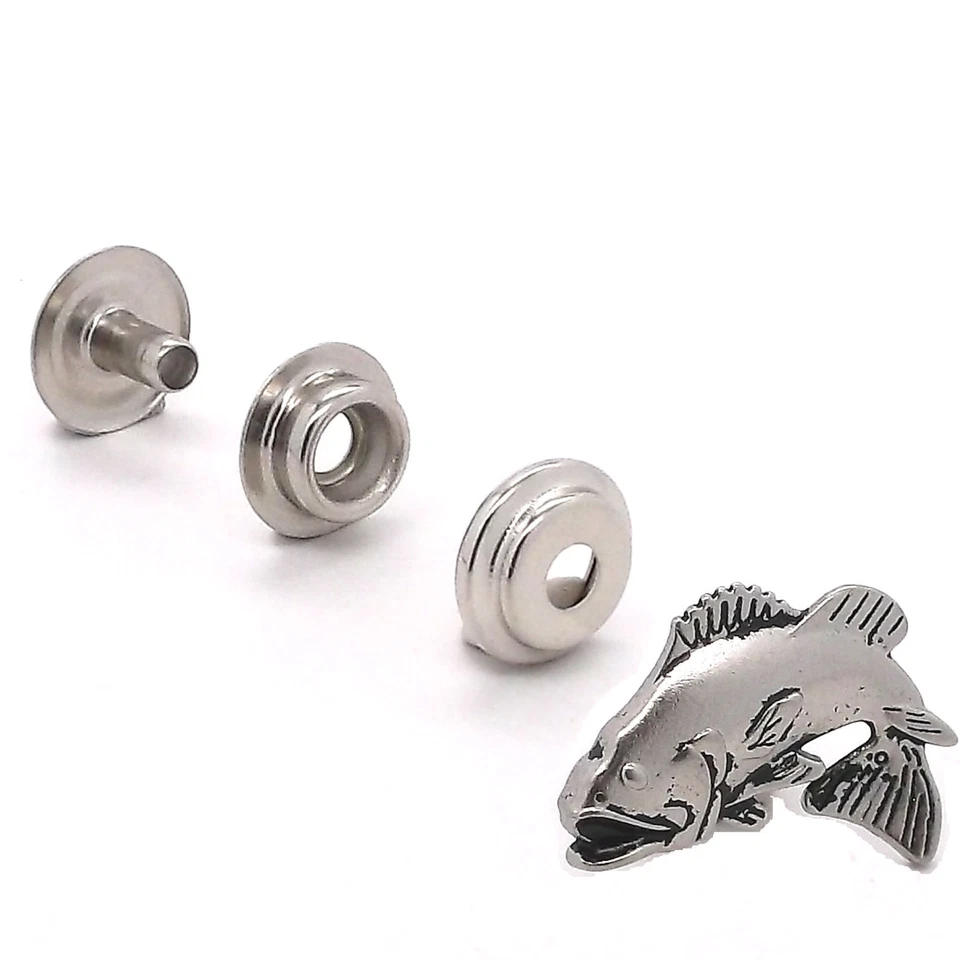 Large Mouth Bass Concho Snap Set Antique Nickel 1" 1265-35  - Image 2 of 2