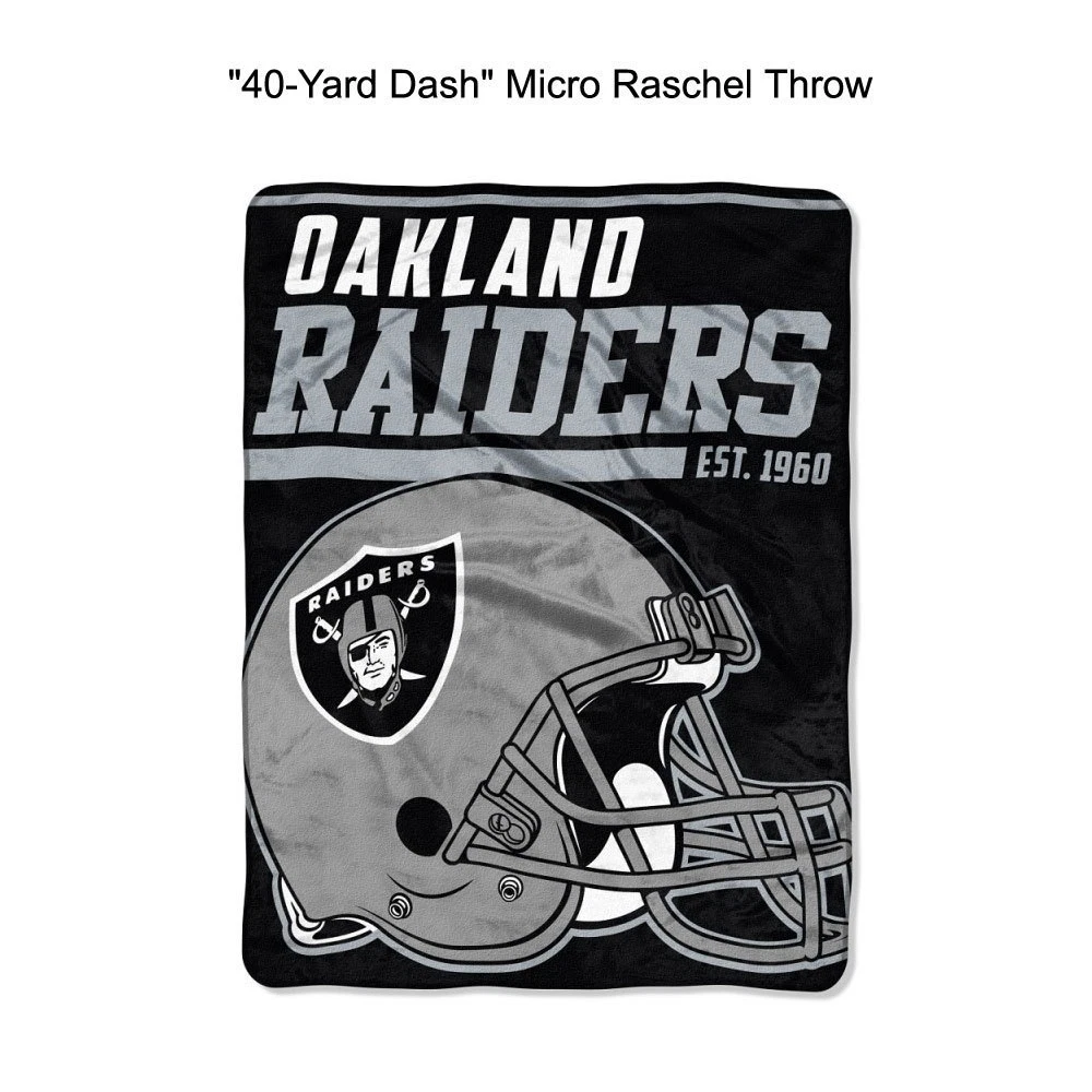 NFL Oakland Raiders 40 Yard Dash Micro Raschel Throw Blanket 40