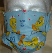 USA cotton Face mask, face cover, handmade with Tweety Nurse Fabric FAST SHIP