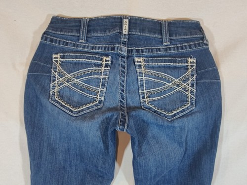 Ariat Jeans Womens 29R Bootcut Low Rise Stretch Denim Embroidered Western Blue - Picture 11 of 11