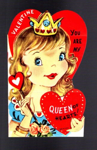 Vintage Valentine Card of a Pretty Girl Queen