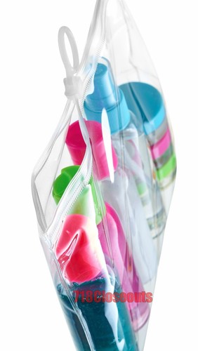 8pc Mini Travel Plastic Transparent Empty Toiletry Bottle & Makeup Container Zip - 第 6/6 張圖片