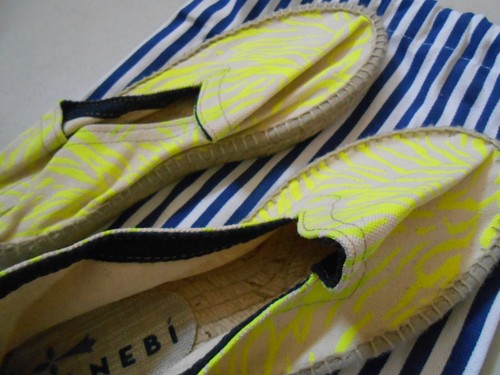 NEW SIZE 38 MANEBI ESPADRILLE BRIGHT YELLOW COLOR STRIPE SHOES BAG US SIZE 7.5 - Picture 4 of 6