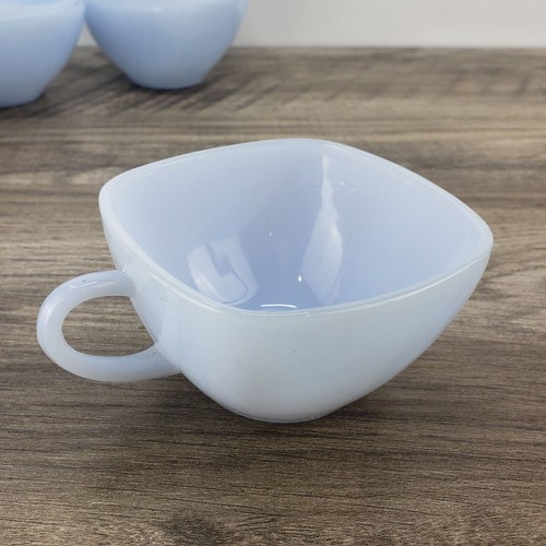 6 Vintage Fire King Azurite CHARM Tea Cup Delphite Blue Milk Glass Coffee Mug - Picture 2 of 8