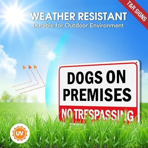 T&R Dogs On Premises No Trespassing Sign - 2 Pack - 10 x 7 10" x 7" - 2 pack - Picture 3 of 6