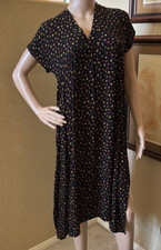 Haley Solar USA Cottage Fairy Women's Spring Black Midi Dress sz S