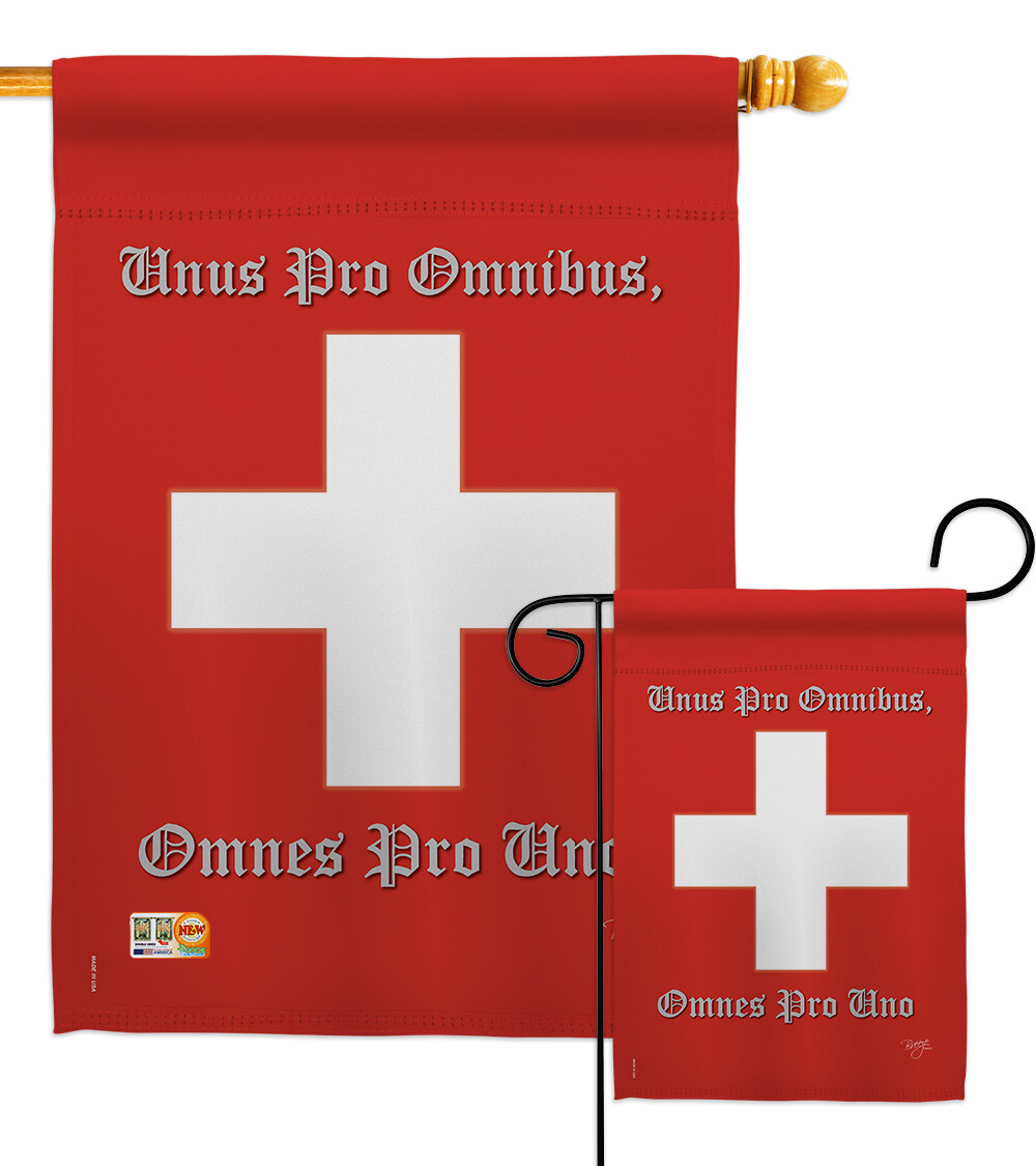Swiss Nationality switzerland europe alps alpine Garden Hosue Yard Flag