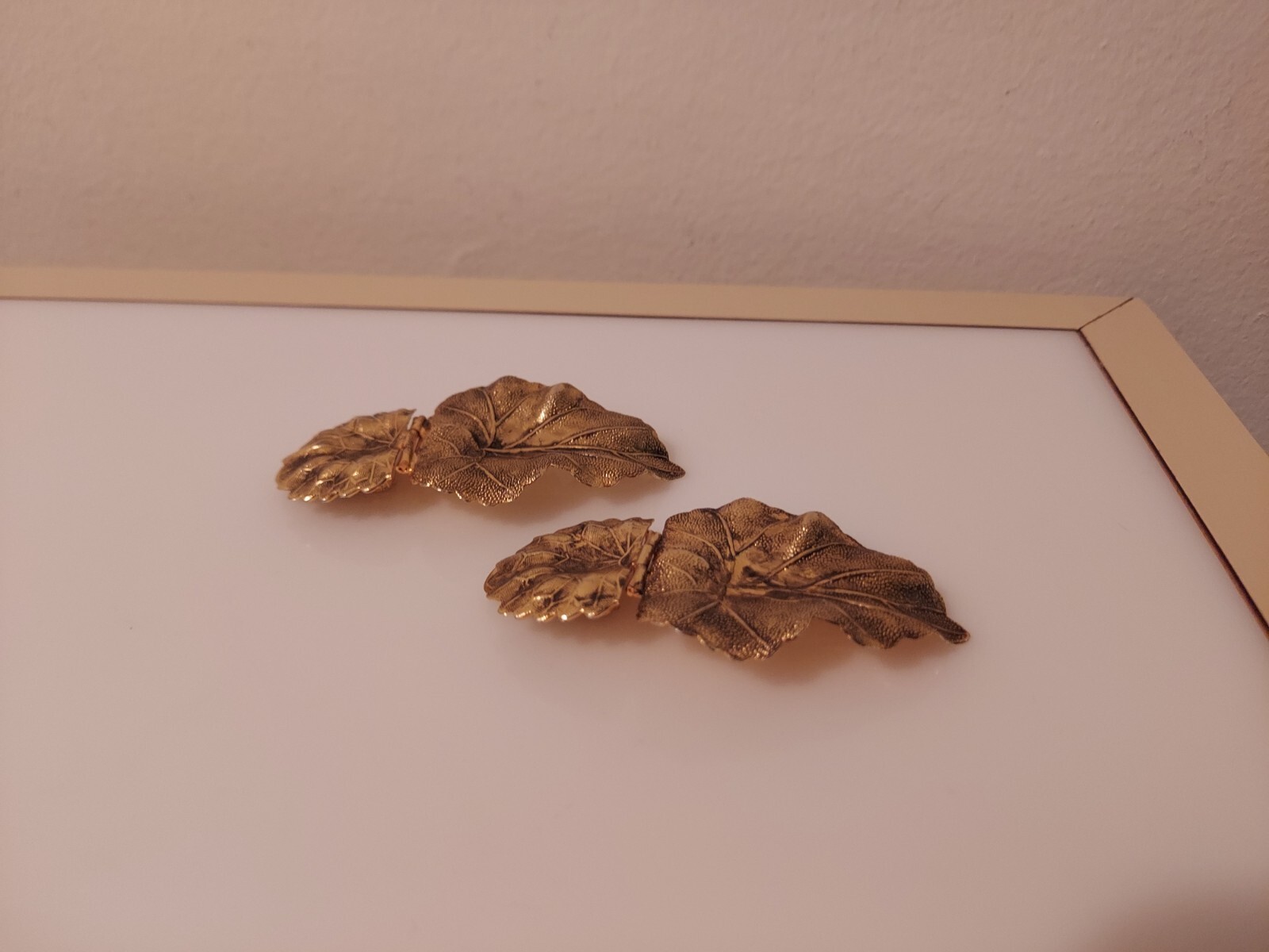 statement leaf drop dangle clip earrings dark gol… - image 5