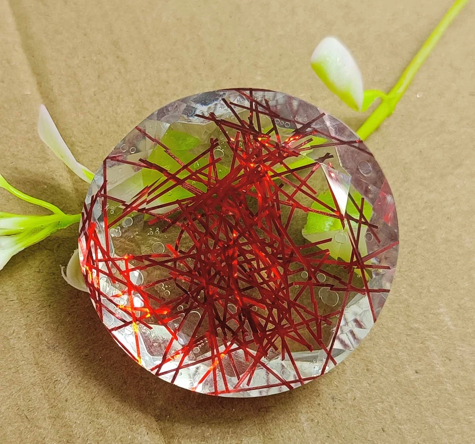 Red-Color Rutilated Quartz Natural Certified 146 Ct Round Cut Loose Gemstone KKK - Image 3 of 4