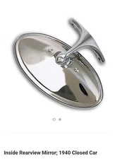 1940 Ford Closed Car Interior Rear View Mirror, New, Polished Stainless Steel.