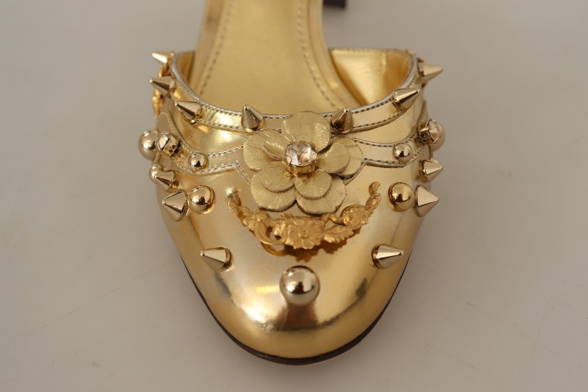 DOLCE & GABBANA Shoes Gold Studs Vally Slingback Sandals