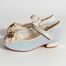 NEW Mary Jane White Glitter Bow Shoes Wedding...