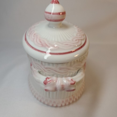 Vintage Handmade Italian Ceramic Box with Lid Cream and Pink - Picture 4 of 8