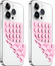 2 Pack Silicone Suction Cup Phone Case Mount Double, Non Slip Phone Accessories