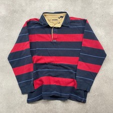Maine New England Rugby Polo Mens Medium Vintage Striped Shirt, Navy Red