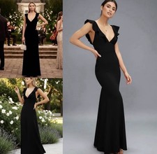 Lulus Dress Perfect Opportunity Maxi Black Sz XL Mermaid LBD Gown Party Wedding