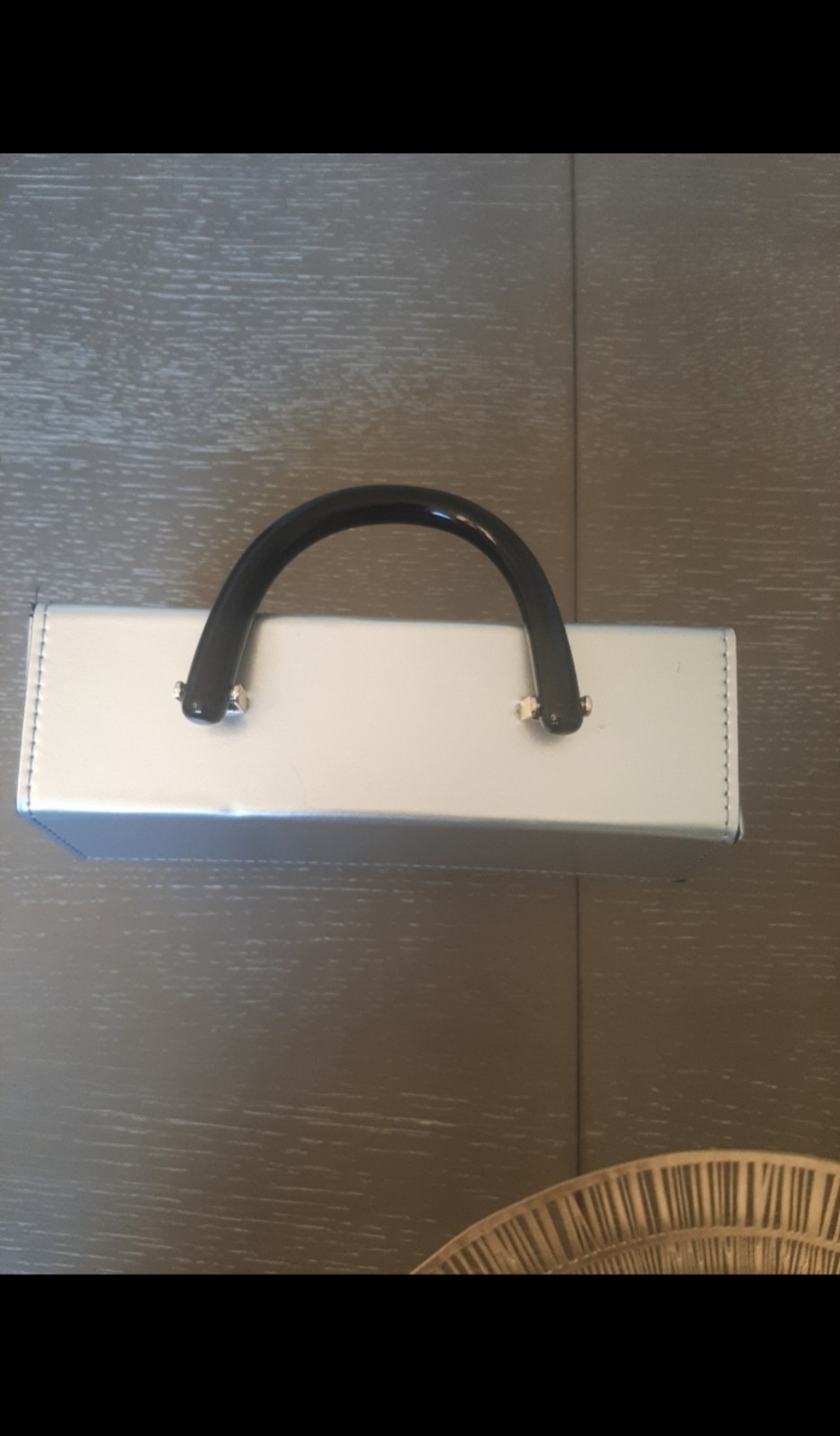 Silver And Gold Rectangular Clutch Structured Cro… - image 6