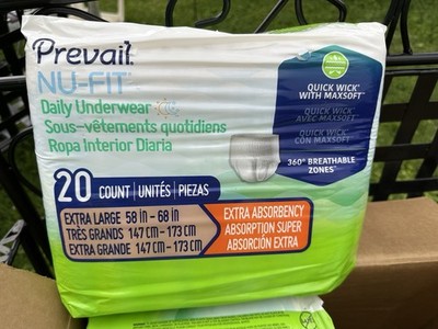Prevail NU-FIT Incontinence Pants Extra Absorbency XL 58-68 in 20 Ct