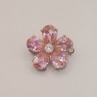 Zirconia Cz Crystal Flower Brooch Pin Vintage Jc 925 Sterling Silver Pink Cubic