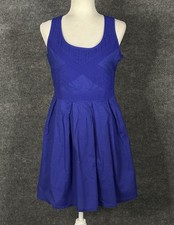 American Eagle Royal Blue Eyelet Sleeveless Lined Mini Dress Size 12 N6088