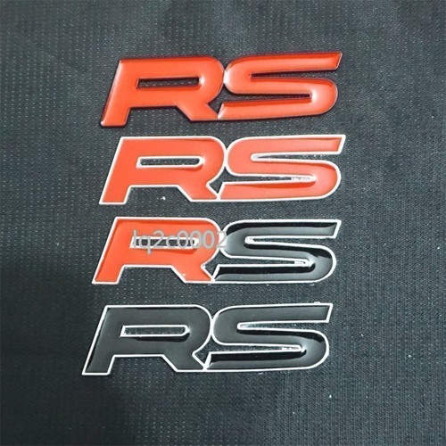 2x Chrome Red RS Silver Metal Decal Badge Sticker Emblem Motors Line Auto Fender - Picture 12 of 16