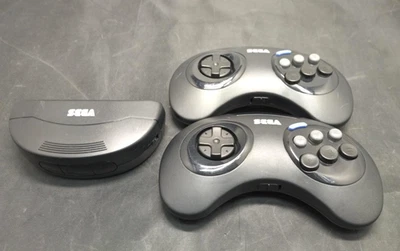 SEGA CORDLESS PAD SET for Mega Drive SJ-6500/HAA-2653 Tested 2 Controller Japan - Image 1 of 4