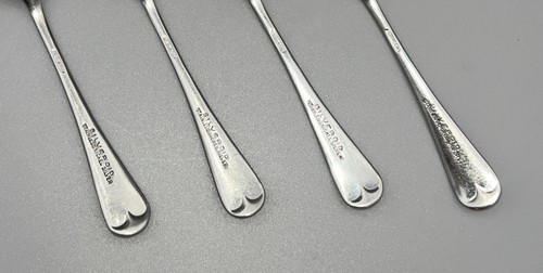 Vintage Silveroid Teaspoons Set of 4 Nickel Silver Stainless Retro Flatware - Picture 4 of 8