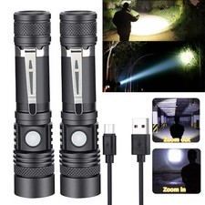 2 Pack Tactical Flashlights High Lumens with 4 Modes Pocket Waterproof Zoomable