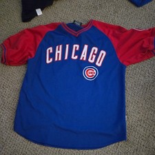 Stitches Embroidered Chicago Cubs Baseball Jersey Shirt XL Blue Red Pullover MLB