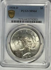 1934 D  PEACE DOLLAR PCGS MS 64