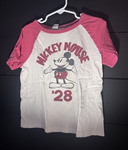 Disney Mickey Mouse Toddler 4T White Raglan Short Sleeve Crew Neck T-Shirt