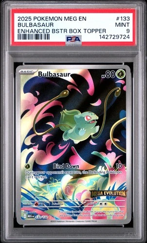 2025 POKEMON MEG EN-MEGA EVOLUTION ENHANCED BOOSTER BOX TOPPER BULBASAUR PSA 9