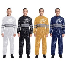 Men's Reflective Strips Jumpsuit Water Resistant Coveralls Long Sleeve Workwear