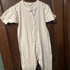 40s 50s Penneys Towncraft Union Suit/Thermal Long Underwear 100 Cotton Men  s L