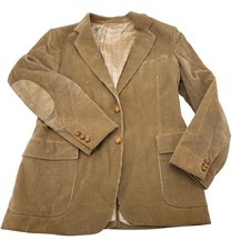 Vintage Handmade Corduroy Blazer Jacket Elbow Patches Mens 40 Made in Romania