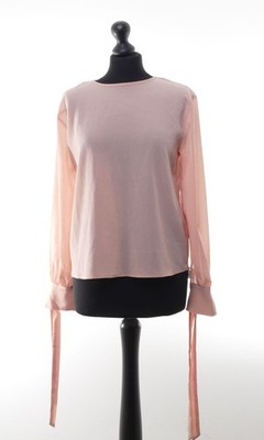 Carin Wester Damen Bluse 38 rosa lachs uni Rundhals Langarm leicht
