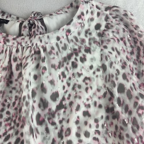 Talbots Bluse Langarm rosa Animalprint zum Binden gefüttert Damen M - Bild 3 von 9