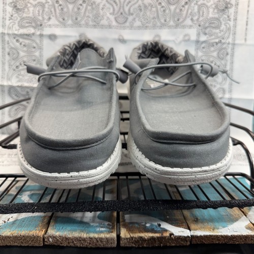 Authentic Men's Hey Dude Wally Stretch Canvas Loafers Comfort Light Grey Size 10 - Picture 4 of 10