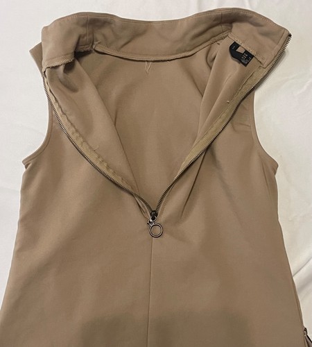 Mango Suit Womens Short Dress Tan with Faux Pocket on front Sleeveless Size 2 - Picture 7 of 14
