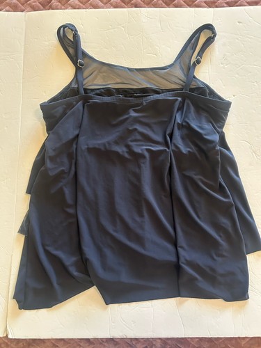 MIRACLESUIT Tankini Top Size 12 Navy Curvy Mesh Neckline Swim Beach Underwire - Picture 7 of 9