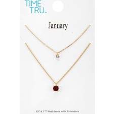Time & Tru JANUARY BIRTHSTONE NECKLACE SET 2-Pc 15-17