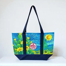 Hand-Painted Trader Joe’s Tote Bag Cactus Art – Reusable & Washable Gift