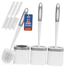 Toilet Brush, 3 Pack Toilet Brush and Holder Set Bathroom Accessories, White