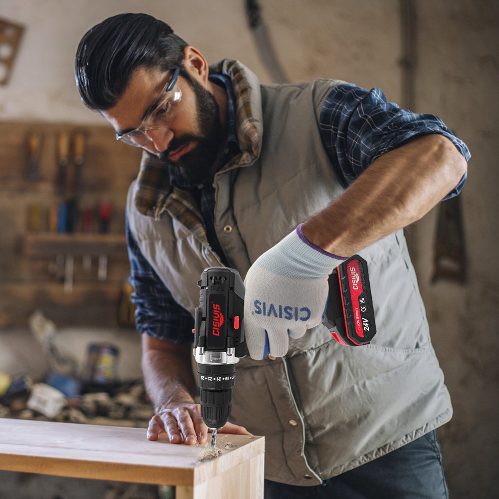 24V Cordless Drill Set Electric Power Drill 28Pcs with 3/8 Inch Keyless Chuck