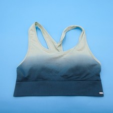 Victorias Secret Sports Bra Medium White Blue Seamless Lightly Lined Padded New