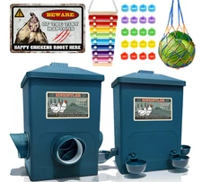 Automatic Chicken Feeder & Waterer Set, No-Waste, 3 Gal/16 lbs, Coop Accessories