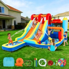 9IN1 Inflatable Double Water Slide Bounce House Play Castle Splash Pool Fun Park