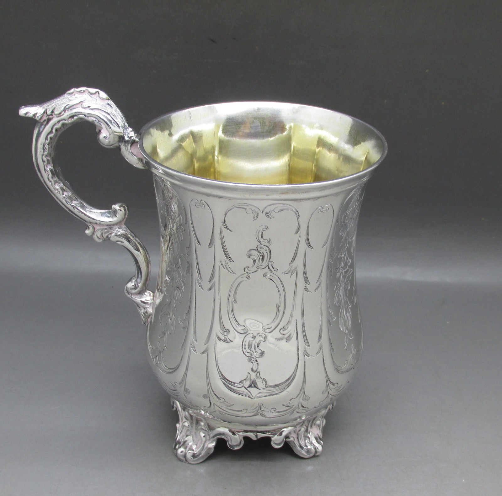 ANTIQUE VICTORIAN BEAUTIFUL SOLID STERLING SILVER HALF PINT MUG 150g LONDON 1838